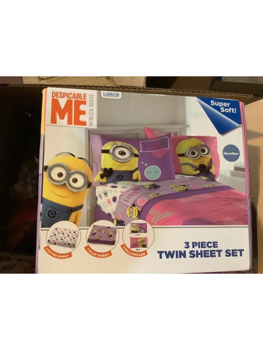 Despicable Me Minion Made 3 Piece Twin Sheet Set - Super Soft Microfiber